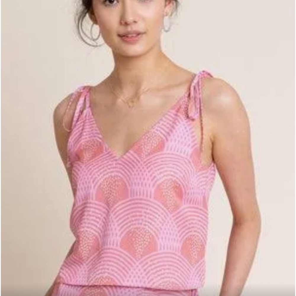 Leroli Pink & White Positano Collection Tank Top With Adjustable Straps